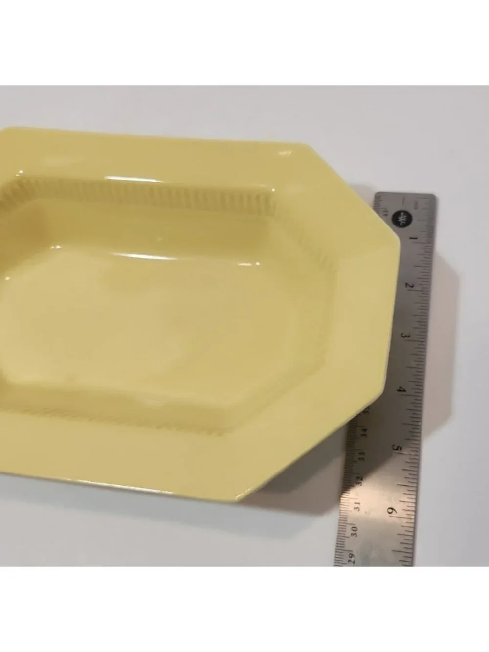 Vtg Independence Ironstone Octagon Daffodil Yellow Serving Dish 9.5